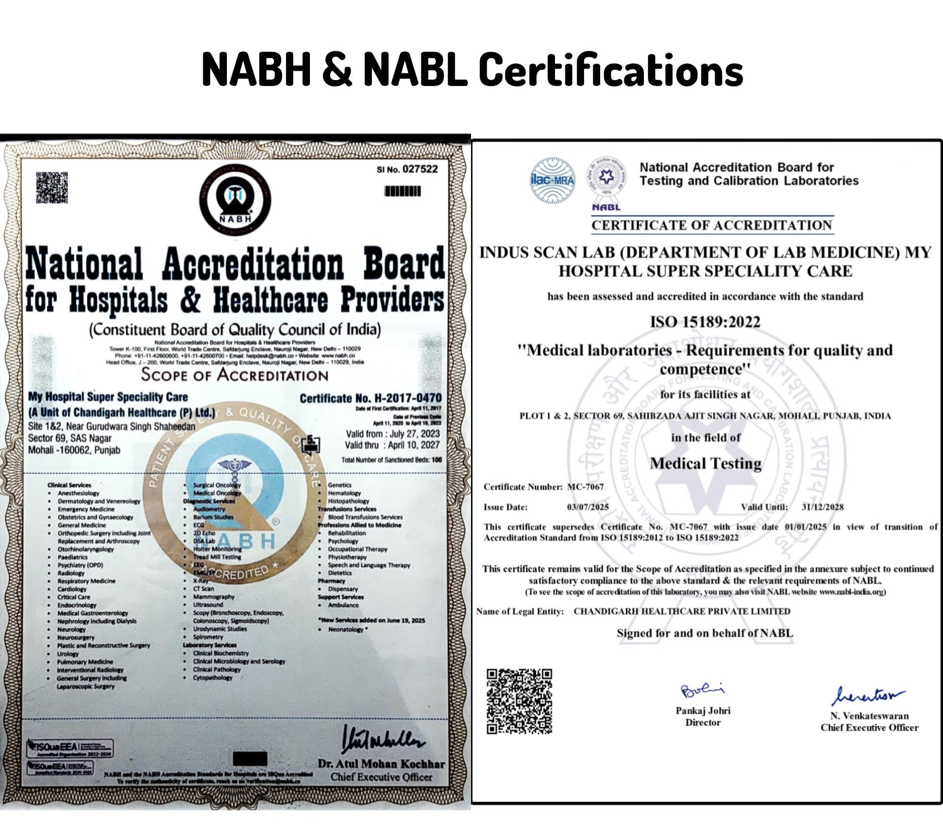 MY hospital NABH cert